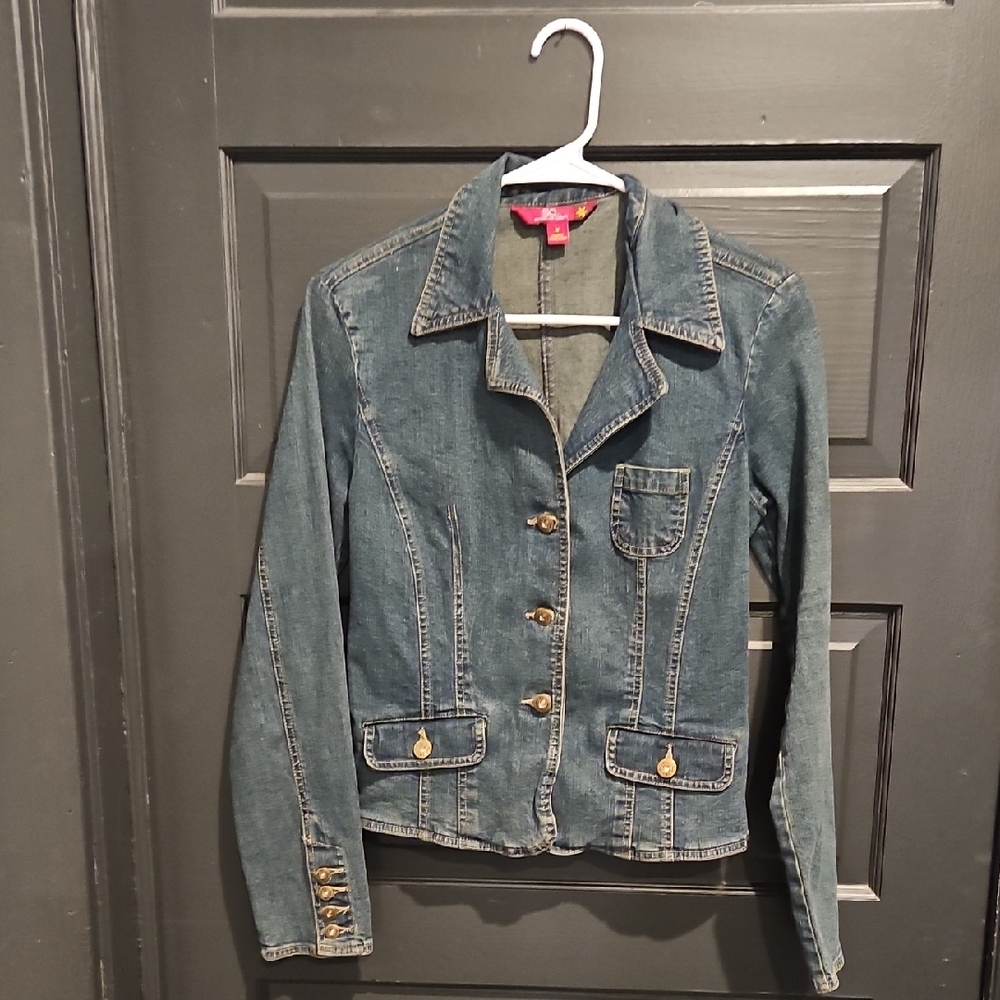 SO Women's Blue Denim Jacket with Gold Accents